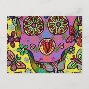 Sun Flower Butterfly Sugar Skull Briefkaart