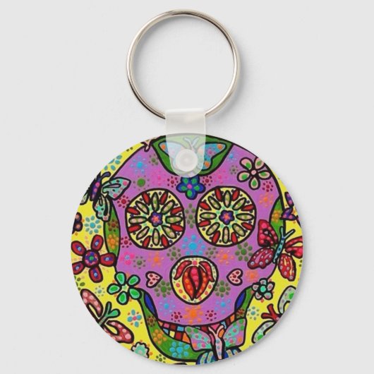 Sun Flower Butterfly Sugar Skull Sleutelhanger (Voorkant)
