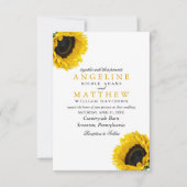 Sun Flower Floral Elegant Waterverf Wedding Kaart (Voorkant)