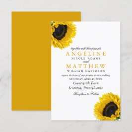 Sun Flower Floral Elegant Waterverf Wedding Kaart