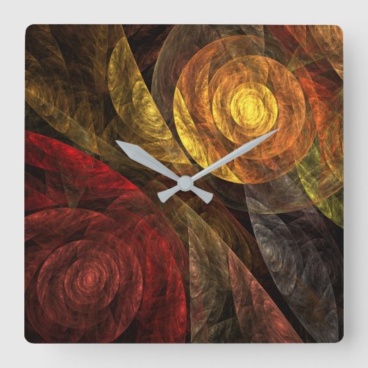 Sun Flower Floral Modern Abstract Art Pattern Vierkante Klok (Voorkant)