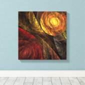 Sun Flower Floral Modern Abstract Zwart-wit Canvas Afdruk (Insitu (Houten vloer))