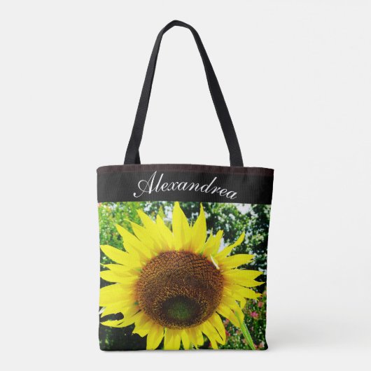 Sun Flower in sun gepersonaliseerd met naam Tote Bag (Achterkant)