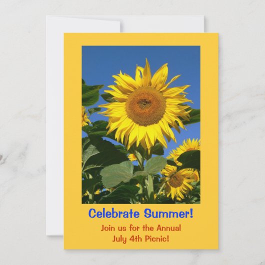 Sun Flower Invitation Card for a Summer Party Kaart (Voorkant)
