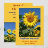 Sun Flower Invitation Card for a Summer Party Kaart (Voorkant / Achterkant)