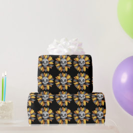 SUN FLOWER SKULL WRAPPING PAPIER