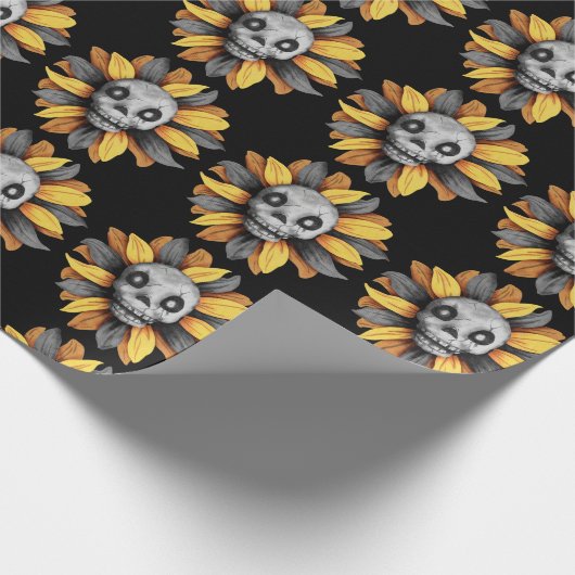 SUN FLOWER SKULL WRAPPING PAPIER (Hoek)