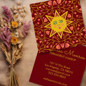 Sun & Flowering Vines Elegant Boho Burgundy Vierkante Visitekaartje