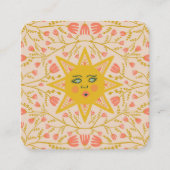 Sun & Flowering Vines Elegant Boho Sandy Vierkante Visitekaartje (Voorkant)