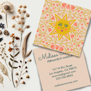 Sun & Flowering Vines Elegant Boho Sandy Vierkante Visitekaartje
