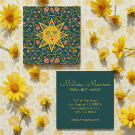 Sun & Flowering Vines Elegant Boho Vierkante Visitekaartje
