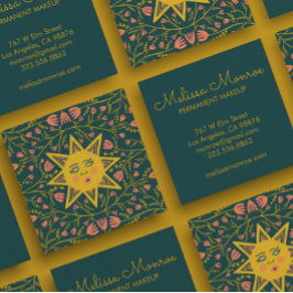 Sun & Flowering Vines Elegant Boho Vierkante Visitekaartje