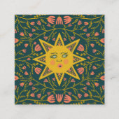 Sun & Flowering Vines Elegant Boho Vierkante Visitekaartje (Voorkant)