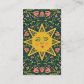 Sun & Flowering Vines Elegant geïllustreerd Boho 5 Klantenkaartje (Achterkant)