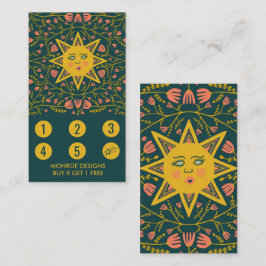 Sun & Flowering Vines Elegant geïllustreerd Boho 5 Klantenkaartje