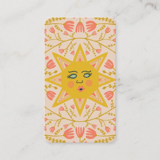 Sun & Flowering Vines Elegant geïllustreerd Sandy Visitekaartje (Voorkant)