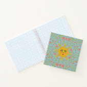 Sun & Flowering Vines Pattern Blue Notitieboek (Binnen)