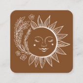 Sun Flowers Boho Line Art Aarde Social Media Vierkante Visitekaartje (Voorkant)