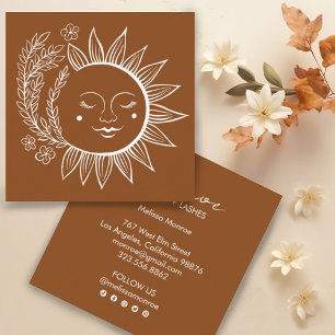 Sun Flowers Boho Line Art Aarde Social Media Vierkante Visitekaartje