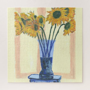 Sun Flowers in Blue Vase Legpuzzel