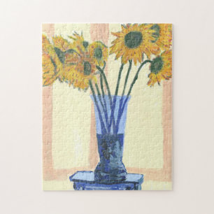Sun Flowers in Blue Vase, Legpuzzel
