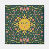Sun & Flowers Pink Yellow Magneet (Voorkant)