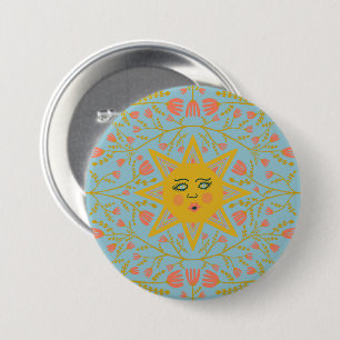 Sun & Flowers Ronde Button 7,6 Cm