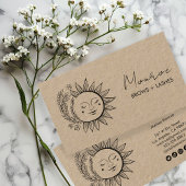 Sun FlowersBoho Line Art Elegant KRAFT Sociaal pic Visitekaartje