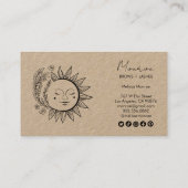 Sun FlowersBoho Line Art Elegant KRAFT Sociaal pic Visitekaartje (Achterkant)
