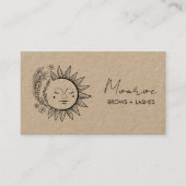 Sun FlowersBoho Line Art Elegant KRAFT Sociaal pic Visitekaartje (Voorkant)