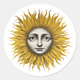 Sun Fornasetti Style Ronde Sticker
