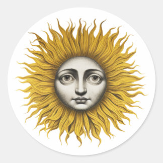 Sun Fornasetti Style Ronde Sticker