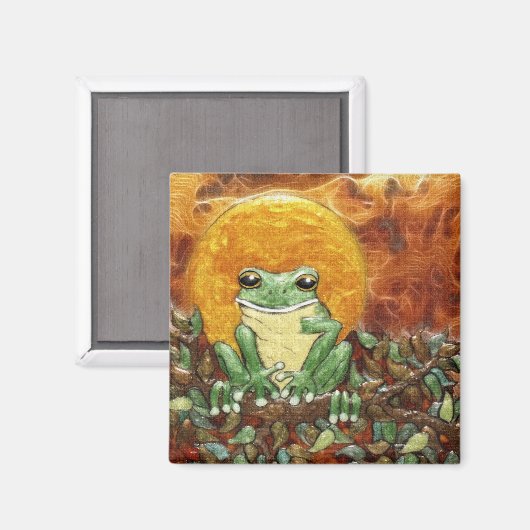 Sun Frog Tree-Frog Art Magnet (Voorkant / Achterkant)