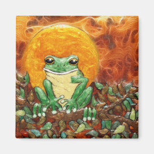 Sun Frog Tree-Frog Art Magnet