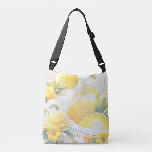 Sun Fusion: Gele & Lime Levendige Ontwerpen Crossbody Tas (Voorkant)