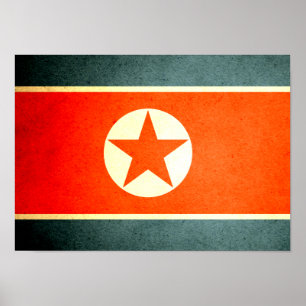 Sun gekust Noord-Koreaanse vlag Poster