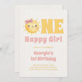 Sun Girl 1st Birthday Kaart (Voorkant / Achterkant)