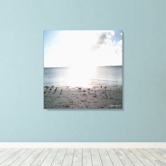 Sun Glory aan het strand Canvas Afdruk (Insitu (Houten vloer))