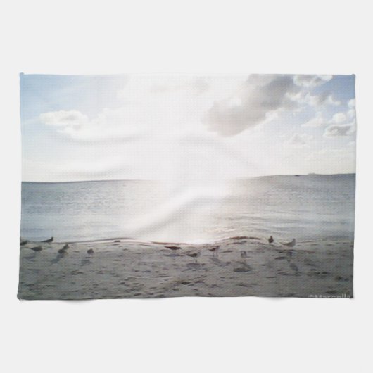 Sun Glory aan het strand Theedoek (Horizontaal)