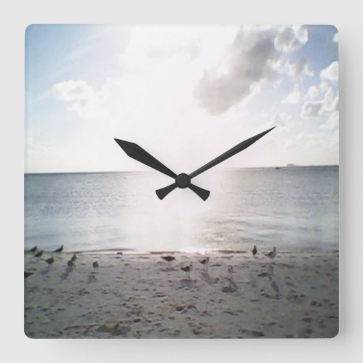 Sun Glory bij de strand Square Wall klok (Voorkant)