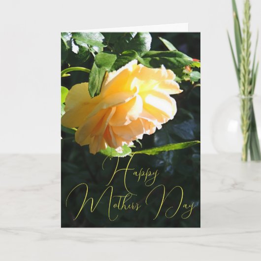 Sun Glow Yellow Rose Happy Moederdag Kaart (Voorkant)