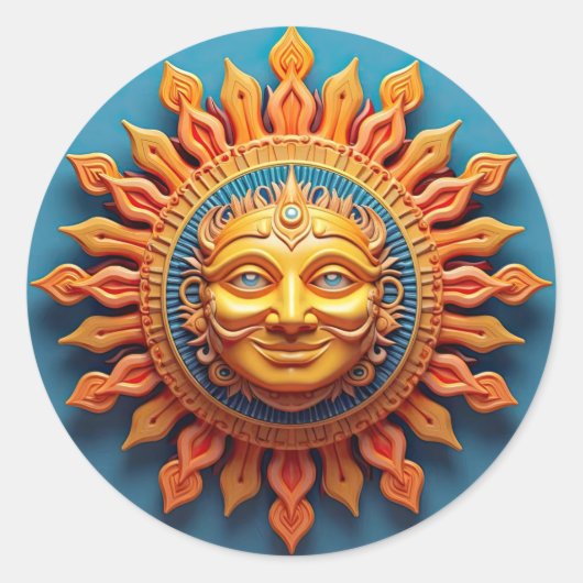 Sun God Ronde Sticker (Voorkant)