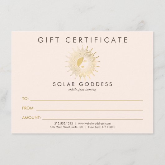 Sun Goddess Girl Logo Spray Tanning Pink Gift Kaar (Voorkant)