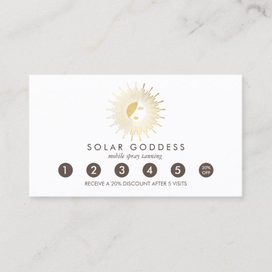 Sun Goddess Meisje Logo Spray Tanning Loyaliteit Klantenkaartje (Voorkant)