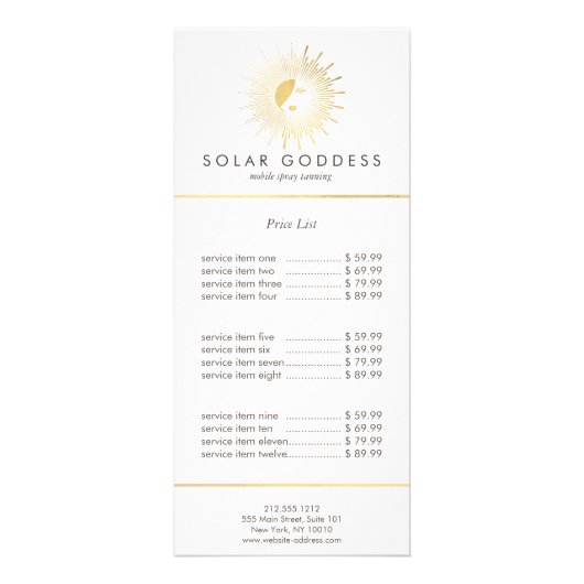 Sun Goddess Meisje Logo Spray Tanning Salon Reclamekaart (Voorkant)