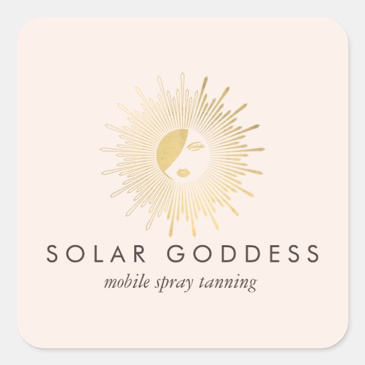 Sun Goddess Meisje Logo Spray Tanning Salon Roze Vierkante Sticker (Voorkant)