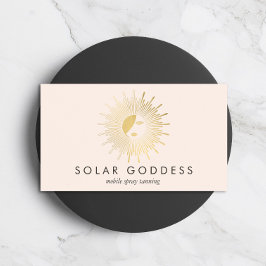Sun Goddess Meisje Logo Spray Tanning Salon Roze Visitekaartje