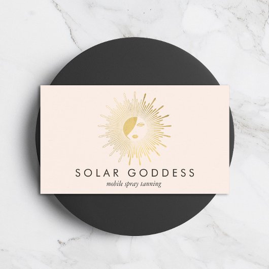 Sun Goddess Meisje Logo Spray Tanning Salon Roze Visitekaartje