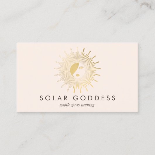 Sun Goddess Meisje Logo Spray Tanning Salon Roze Visitekaartje (Voorkant)