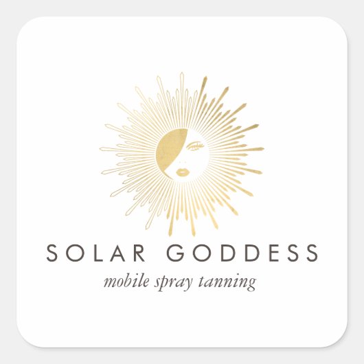 Sun Goddess Meisje Logo Spray Tanning Salon Vierkante Sticker (Voorkant)